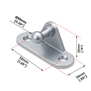 Soporte BLI6304 para montaje de puntal de Gas, soporte de pernos de revestimiento interno de copa de bola de 10mm, Forma en ángulo de 90 grados en L, chapado en Zinc de 2mm en T - Product Image 2