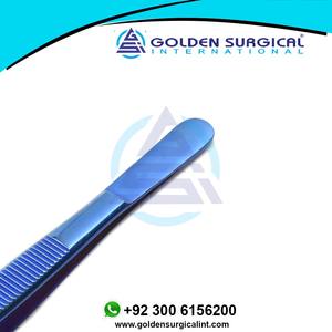 Pince à épiler dentaire à double courbure plaquée titane | Instruments de pansement chirurgical | Pince à tissus - Product Image 4