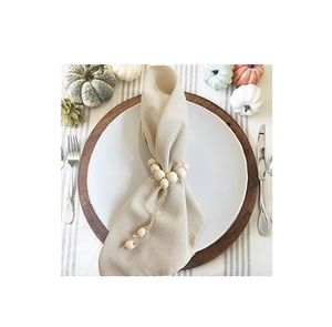 Restaurant Serviette Boucle Bois Perle Chanvre Corde Décoration Creative Perlé Serviette Anneau 3 pcs et taille différente - Product Image 5