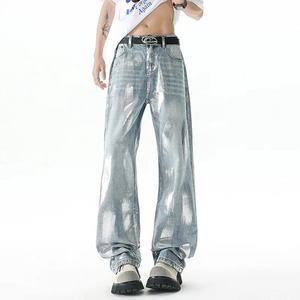 กางเกงยีนส์ผ้ายืดสำหรับผู้ชายออกแบบได้ตามต้องการเสื้อผ้าแนวสตรีทฮิปฮอปสไตล์วินเทจ3D - Product Image 1