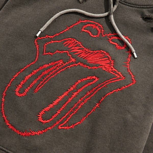 Custom Applique Embroidery Distressed Hoodies <b>Rhinestone</b> Zip <b>Jacket</b> Acid Wash Vintage Washed Men Fleece Solid ODM 2 Pcs - Product Image 4