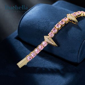 Hot Sale 5mm 18k Yellow Gold Plated 925 Sterling <b>Silver</b> Pink Fight Tooth and Claw Tennis <b>Bracelet</b> <b>for</b> <b>Men</b> - Product Image 3