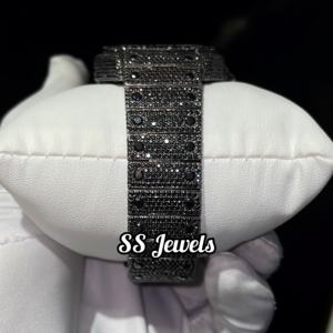 นาฬิกาข้อมือผู้ชายหรูหรา สไตล์ธุรกิจ ระบบออโตเมติก ประดับเพชรโมอิสซาไนต์ หน้าปัดอะนาล็อก ขนาด 41 มม. สายสแตนเลสสีดำ สไตล์โบราณ ฮิปฮอป - Product Image 6