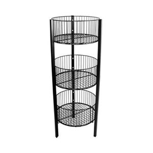 Cesta de Almacenamiento de Metal de 3 Niveles, Redonda, en Color Negro, para el Hogar y la Cocina, con Asa - Product Image 2