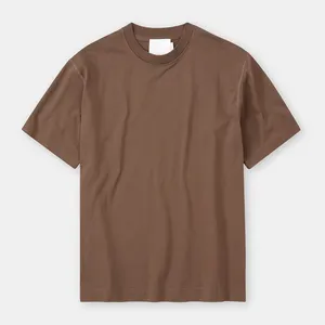 Custom Made Men's T-Shirt Brown Color Short Sleeve Pullover Slim Fit Men's T-Shirt With Customized Design And Size