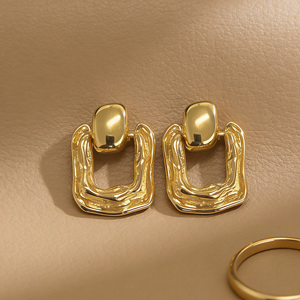 Pendientes de Aro de Acero Inoxidable para Mujer, Chapados en Oro de 18K, Diseño Minimalista Vintage, Joyería Elegante en Color Oro y Plata - Product Image 6