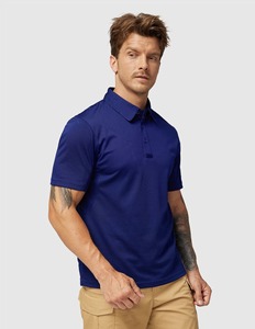 Polos tácticos para hombre azul marino rendimiento al aire libre camisa con cuello que absorbe la humedad - Product Image 3