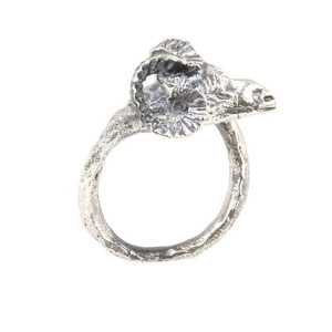 Handmade <b>Titanium</b> <b>Ring</b> with Silver Ram's Head Inlay Religious Style Plated Craft Gift for Children - Product Image 6