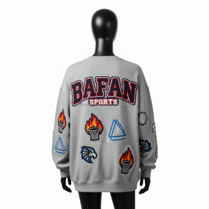 <b>Women</b> Oversize Sweatshirt Premium Cotton <b>Fleece</b> Warm <b>Grey</b> Color With Mixed Embroidery Custom Logo <b>Women</b> breathable Sweatshirts - Product Image 2