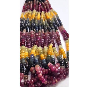 พลอยแซฟไฟร์หลายเส้นจากธรรมชาติจำนวน10เส้นขนาด4-13มม. เป็นเม็ดเรียบ1014 CT ล็อตขนาด16นิ้ว iroc $142 - Product Image 2