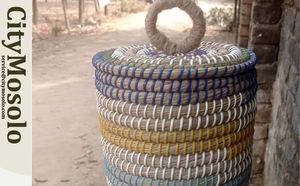 <b>Large</b> Handmade Seagrass Decorative Storage Basket with <b>Ring</b> Handles Woven Organizer for Kids' Storage - Product Image 5