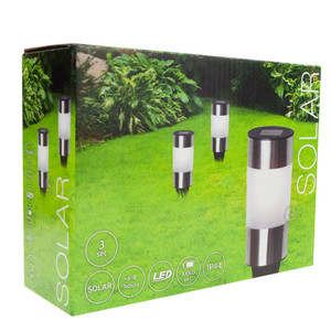 โคมไฟสวน 3 ชิ้น / ชุด ไฟ LED พลังงานแสงอาทิตย์ INOX แบบติดตั้งบนเสาพลังงานแสงอาทิตย์ - Product Image 2