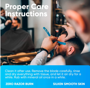 Kit de maquinilla de afeitar de borde recto azul titanio profesional 100 cuchillas de acero inoxidable desechables cuerpo de Metal belleza del cabello cuidado Personal - Product Image 6