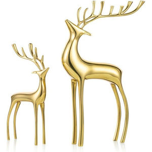 <b>Christmas</b> Decorative Sculpture Premium Gold Metal <b>Reindeer</b> Ornaments For Home <b>Decor</b> Accents Tabletop Decoration Sculpture - Product Image 1