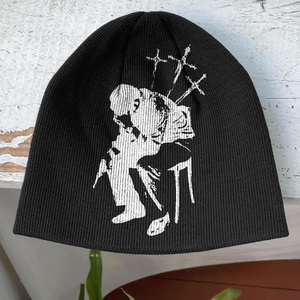 Gorro de Jacquard con letras de invierno unisex, gorro de punto personalizado, gorro cálido suave con bordado para moda y deportes al aire libre - Product Image 1