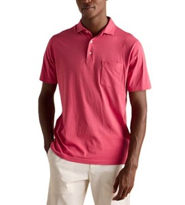 Última calidad transpirable y perfecto para el uso diario y atuendo Turn Down Collar con botón bolsillo frontal Color rosa oscuro - Product Image 1