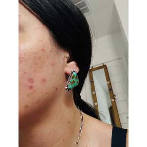 Pendientes geométricos Elouise Kee Royston con turquesa y plata de ley con engaste de bisel - Product Image 2