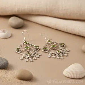 Boucles d'oreilles pendantes en argent 925 pour femmes avec perle d'eau douce, diamant, améthyste, émeraude, motif floral, style goutte mignon - Product Image 3