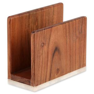 Servilletero de madera ecológico, Soporte redondo hecho a mano con tapa de madera de acacia, organizador de servilletas, contenedor, caja de pañuelos - Product Image 3