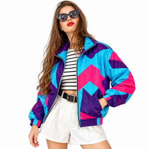 Veste coupe-vent personnalisée style années 90, vintage, imperméable, en nylon, color block, pour femme, légère, zippée, streetwear, fabricant OEM, impression - Product Image 3