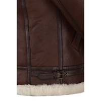 Veste d'aviateur en cuir marron pour homme, nouvelle veste en fausse fourrure blanche Style pilote Vintage