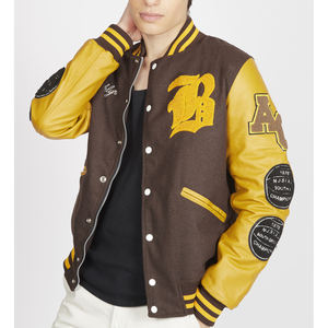 Blouson de baseball d'hiver pour hommes Veste de bombardier en laine noire véritable avec capuchon brodé Letterman Decoration High-Fabric - Product Image 3