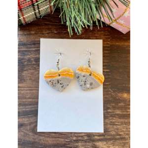 Southwest Handmade Bumblebee Jasper & Sterling <b>Silver</b> Drop <b>Earrings</b> Heart Dangle Design for Gift - Product Image 1