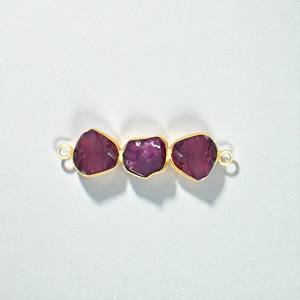 Connecteur en argent 925 avec grenat brut serti - Fabrication de bijoux en DIY - Vente en gros - Product Image 1