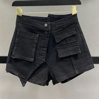 Shorts cargo en jean et mini-jupes irrégulières pour femme, taille haute, en coton imprimé couleur unie, décontractés, vente en gros, été, personnalisables