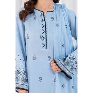 Conjunto de Traje Jacquard Azul de 3 Piezas Sin Coser para Mujer - Product Image 4