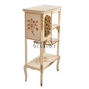 Vitrine vintage en ivoire avec des étagères sculptées à motifs floraux - Product Image 3