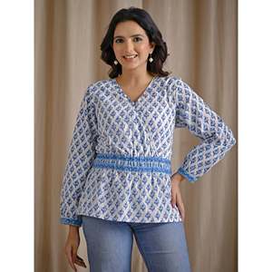 ผ้าทอระบายอากาศได้ดีทำจากผ้าฝ้ายสีขาวและสีฟ้า - Product Image 1