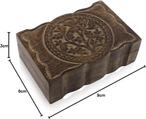 Caja de madera tallada decorativa hecha a mano, forma rectangular, almacenamiento de madera con bloqueo con tapa con bisagras para el hogar, oficina, organizador de recuerdos - Product Image 6