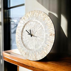 Horloge de luxe MOP en mosaïque avec logo personnalisé horloges suspendues en nacre à bas prix de l'usine - Product Image 6