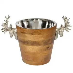 Seau à glace élégant pour champagne avec poignées en laiton poli, récipient à glace de designer haut de gamme avec finition miroir - Product Image 6