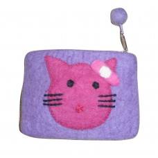 Mini porte-monnaie en feutre fait à la main pour dames à la mode fermeture à glissière unique fleur mignonne broderie coton doublure sangle unique - Product Image 6