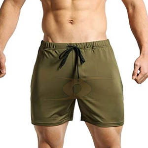 กางเกงขาสั้นออกกำลังกายผู้ชายเอวยางยืด แห้งเร็ว ระบายอากาศดี ลายเรียบ ผ้าโพลีเอสเตอร์/คอตตอน ราคาโรงงาน ขายส่งออนไลน์ - Product Image 2