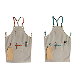 Delantal de cocina de chef resistente al agua de lona de algodón resistente, Babero con logotipo personalizado, delantal de cocina sin mangas para restaurantes de cafetería - Product Image 4