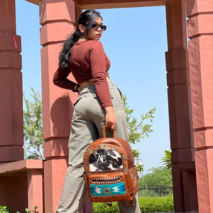 Nouveau élégant mode chaude véritable sacs à dos en cuir de fourrure de vachette usiné à la main élégant sculpture sacs à dos en cuir sacs à dos de Style occidental - Product Image 1