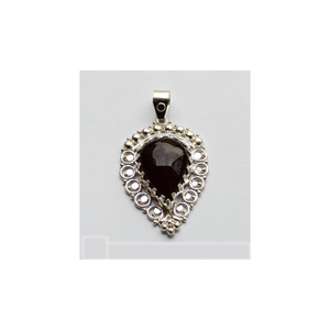 Colgante de piedras preciosas de ónix negro Natural, Plata de Ley 925, hecho a mano, piedra de ónix negro, pera, Plata sólida, declaración - Product Image 3