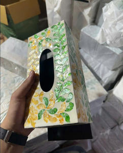 Caja de Pañuelos Hecha a Mano con Incrustaciones de Nácar para el Hogar, Hoteles y Regalos - Product Image 1