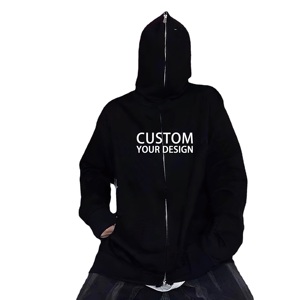 Sweat à capuche intégral avec fermeture éclair Épaule tombante Streetwear surdimensionné Impression personnalisée Hommes Sweat à capuche avec fermeture éclair Couvre-visage personnalisé Capuche avec fermeture éclair - Product Image 4