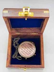 เข็มทิศทองเหลืองพร้อมกล่องไม้แสดงเข็มชี้ขนาดตามสั่งของขวัญสำหรับกิจกรรมกลางแจ้ง-faizacraft - Product Image 4