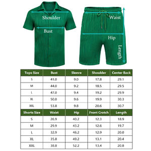 Ensemble homme été 2025 en gros, chemise à manches courtes décontractée à boutons et short en polyester/coton tricoté à séchage rapide, 2 pièces - Product Image 6