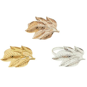 Rond de serviette feuille d'or fait à la main élégant décor de table à manger en métal ensemble de 4 anneaux de serviette feuille d'or fabriqués à la main prix usine - Product Image 5