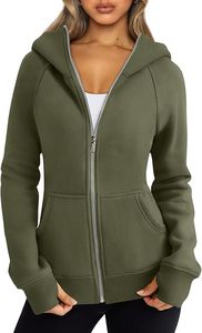 Femmes Zip Up Hoodies Polaire Vestes Sweats Surdimensionnés Automne Mode Tenues Chandails Vêtements D'hiver - Product Image 5
