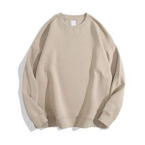 Cuello redondo Casual Oversize Streetwear Sudaderas Invierno Cálido Sudor Wicking Camisas Manga larga Color sólido Sudaderas teñidas - Product Image 1