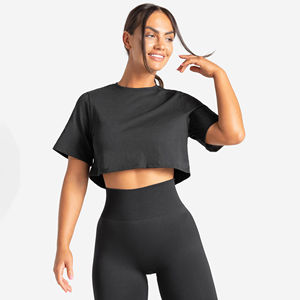 T-shirt court pour femme de qualité supérieure, léger, extensible, confortable, tenue quotidienne, respirant, débardeur court pour femme, vêtements de sport actifs, confortable - Product Image 4