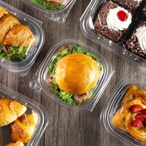 6x6 PET transparente a prueba de manipulaciones contenedor con bisagras caja de concha desechable para alimentos para sándwich hamburguesa pan panadería embalaje - Product Image 1