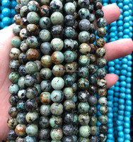 Perles rondes turquoises africaines, pierres naturelles, vente en gros,